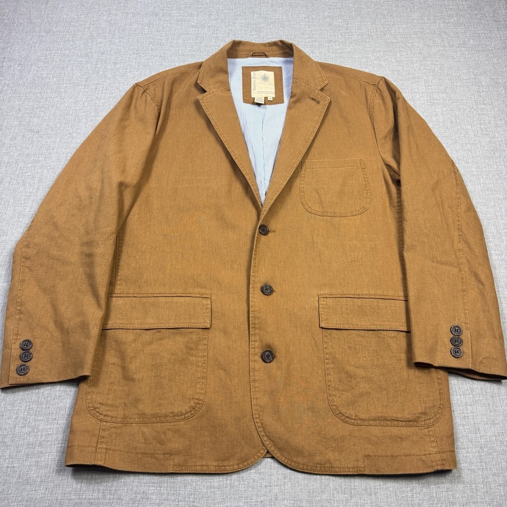 Territory Ahead Blazer Sport Coat Mens 44 Brown Linen Cotton Single-Breasted